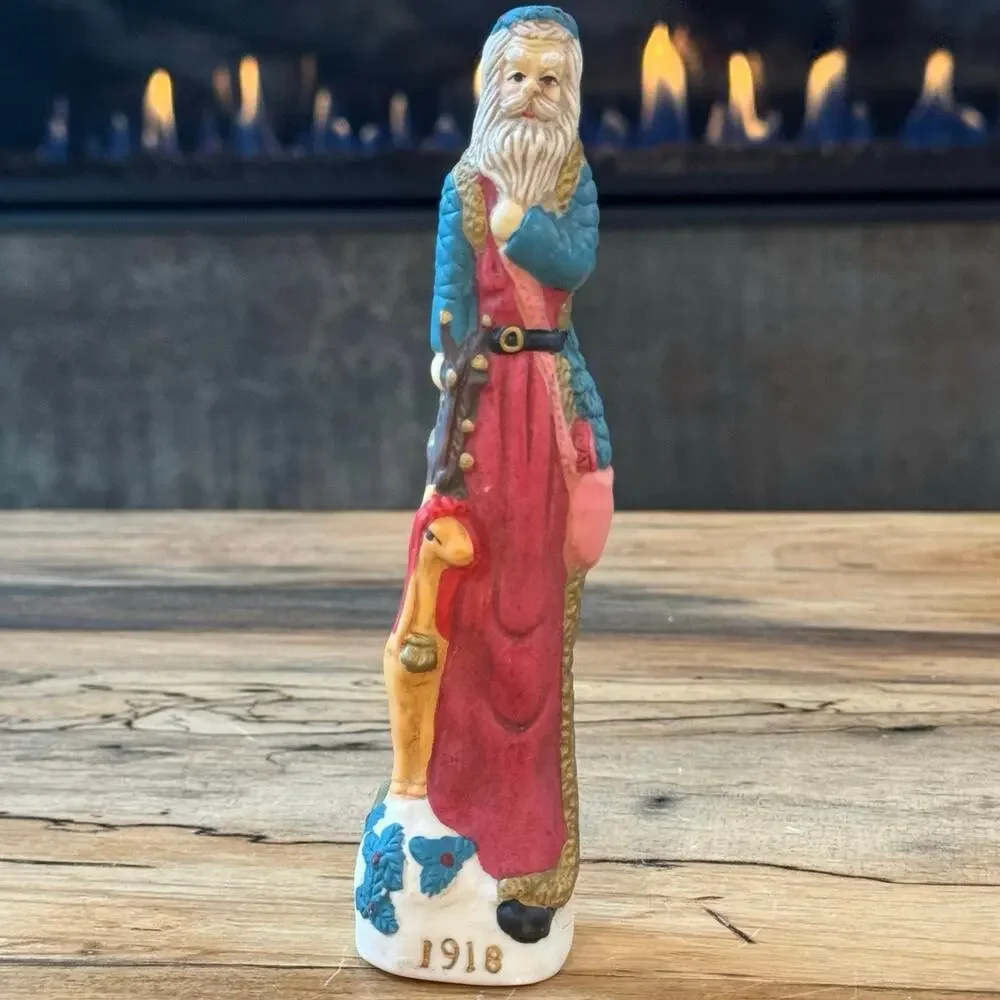 Vintage 1990s Old World Santa Claus Figurine 1918 Pencil Santa 7” Christmas Folk